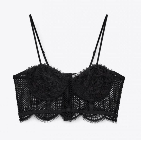 Zara Black Lace Corset Bralette | Large - Picture 2 of 7
